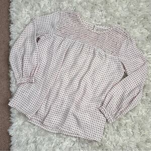 Loft Petites Smocked Floral Patterned Blouse Top Size XSP